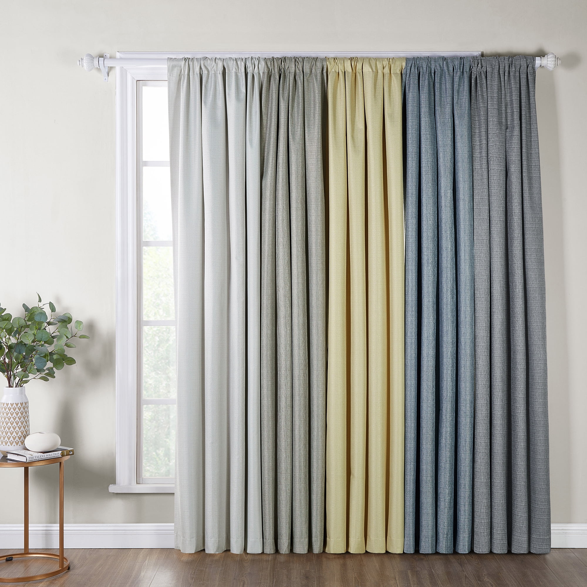 Ecologee Textured 100% Blackout Indoor Curtains 2 Pack Panel Set - 100% Recycled, Navy, 40" W x 84" L