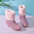 thumbnail image 4 of Quealent Girls Cowboy Boots, Glitter Cowgirl Boots with Fleece Linen, Sparkle Sequin Western Boot for Gilrs Toddler/Little Kid Party Birthday Red for Size 1, 4 of 9