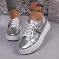 thumbnail image 6 of SCHUHLAND Women's Casual Lace-Up Skateboard Sneakers, Metal Decoration, Round Toe, Thick Bottom, Non-Slip, Soft Sole for Autumn, 6 of 16