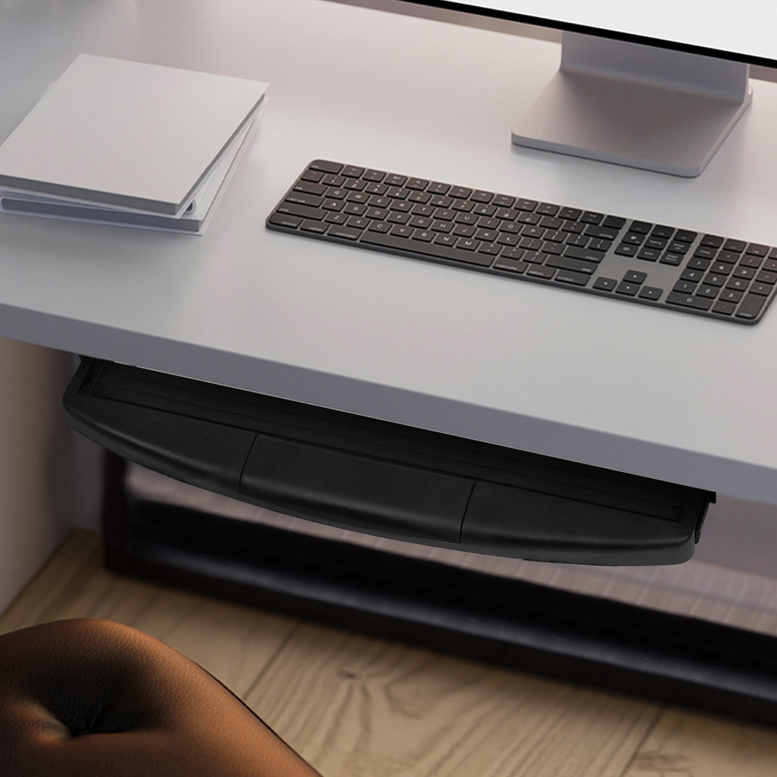 HONMEET Sliding Under Desk Keyboard Tray with Drawer for Home Office Organization and Space Saving Solution