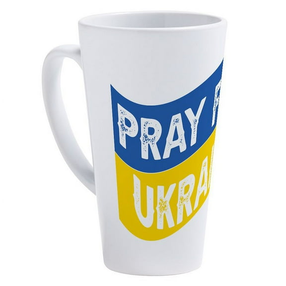 CafePress - Pray For Ukraine - 17 Oz White Ceramic Latte Mug