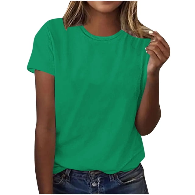 Pisexur Hauts d'Été pour Femmes, Pull Décontracté Uni à Manches Courtes, Hauts pour Femmes Vert, m