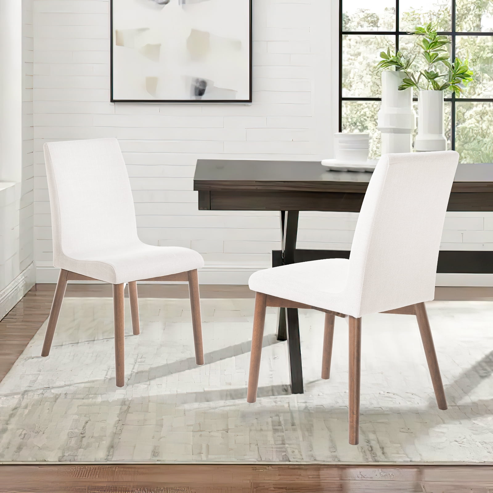 Kadyn Fabric Dining Chairs, 2-Pcs Set, Mid-Century Modern Dinner Chairs with Backs and Wood Legs, Kitchen Chair for Bar, Kitchen, Light Beige Kadyn Fabric Dining Chairs, 2-Pcs Set, Mid-Century Modern Dinner Chairs with Backs and Wood Legs, Kitchen Chair for Bar, Kitchen, Light Beige