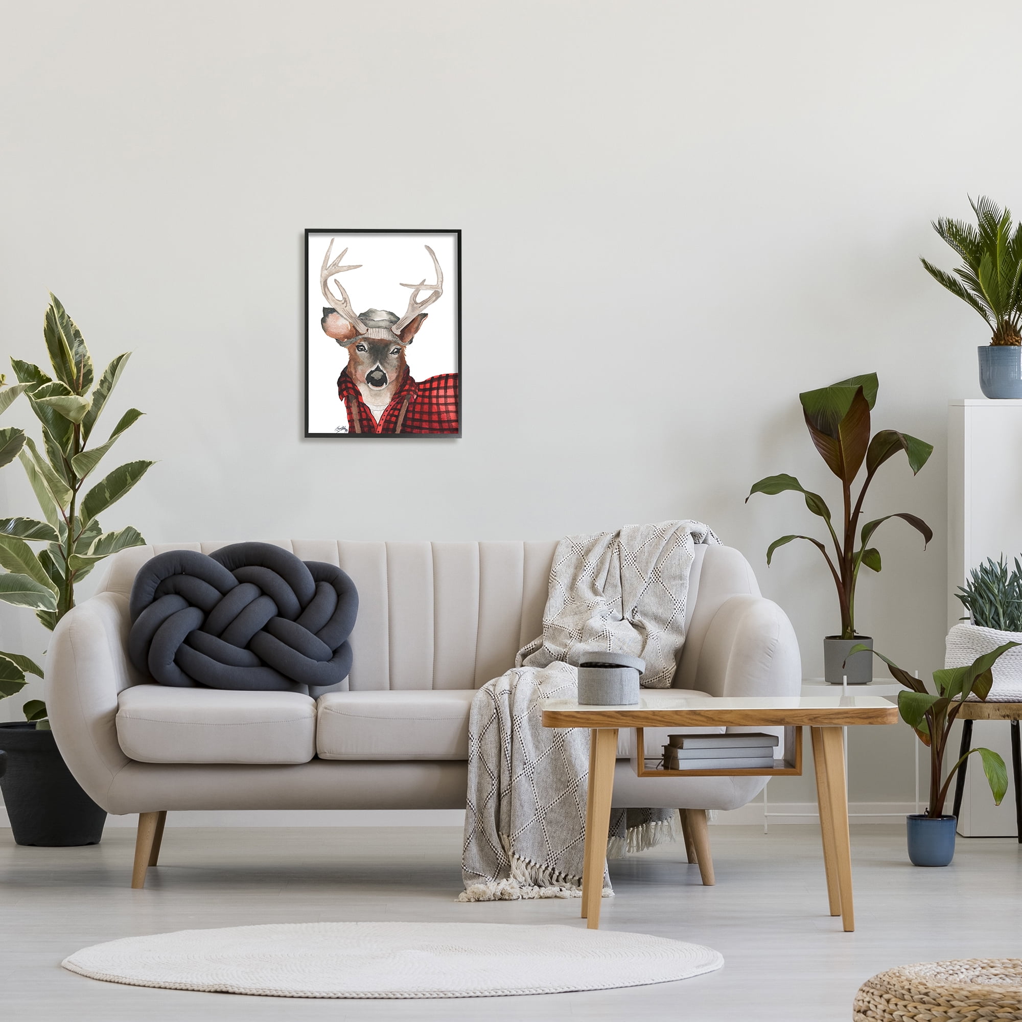 Stupell Industries Lumberjack Buck Deer with Beanie Red Plaid, 16 x 20, Designed by Elizabeth Medley