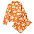 thumbnail image 6 of WOYY Girls Halloween Pajamas Pumpkin Print Button Down Long Sleeve Top Pants, Sizes 3-14, 6 of 6