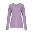 thumbnail image 6 of gbyLJF Womens Long Sleeve Shirts Square Neck Slim Fit Basic Tops Solid Color Ribbed Knit Casual Tee Tunic Top, 6 of 9