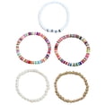 thumbnail image 2 of Juego de 5 pulseras coloridas étnicas bohemias de cerámica suave con cuentas de temperamento retro, pulsera de cerámica suave, juego de pulseras de amor, A Rojo Verde, 2 of 4