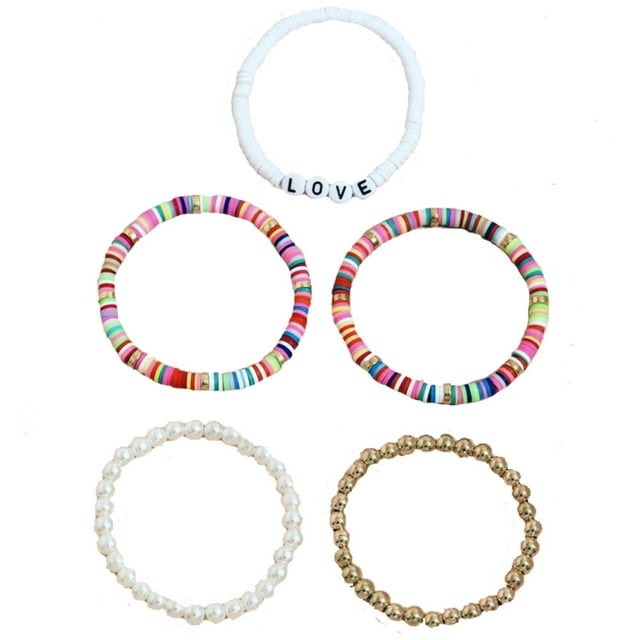 5 juegos de pulseras bohemias con cuentas de madera elásticas para mujer Boho Tass