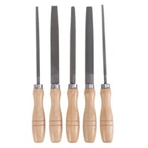 PBPBOX 5Pcs Assorted Shape Carbon Steel File Set Wooden Handles for Sharpening and Deburring