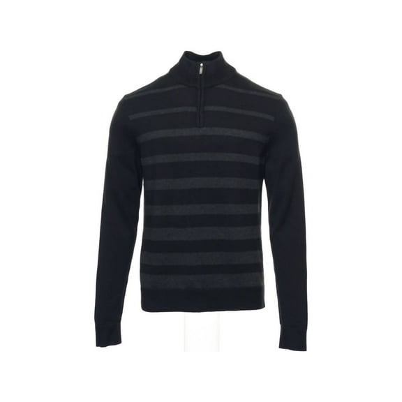 Alfani Black Striped Half Zip Sweater , Size Small