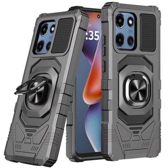 For Motorola Moto G 5G 2025 XT2513V Robotic Ring Kickstand Cover Phone Case - Gray