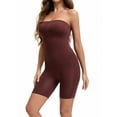 thumbnail image 4 of INSPIRE CHIC Women's Tube Top Shapewear Bodysuits Tummy Control Butt Lifter Body Shaper Strapless Mid Thigh Jumpsuit S Coffee, 4 of 5