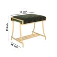 thumbnail image 4 of Benjara Channel Tufted Fabric Vanity Stool with Metal Legs, Green and Gold, 4 of 5