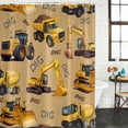 thumbnail image 2 of Construction Truck Shower Curtain, Waterproof Shower Curtains for Bathroom, Cartoon Grips and Bulldozers Turmeric Washable Fabric Bathtub Curtain Set Bath Decor with 12 Hooks Extra Long 72"x96", 2 of 8