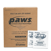Safetec Paws Hand Wipes, 100 Count (Individuals) Box (10 Boxes/Case)