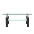 thumbnail image 4 of Tcbosik 2-Tier Coffee Table with Glass Top, Modern Cocktail Table with Storage Shelf, 38.6 inch Center Table with Metal Legs for Living Room, Black, 4 of 8