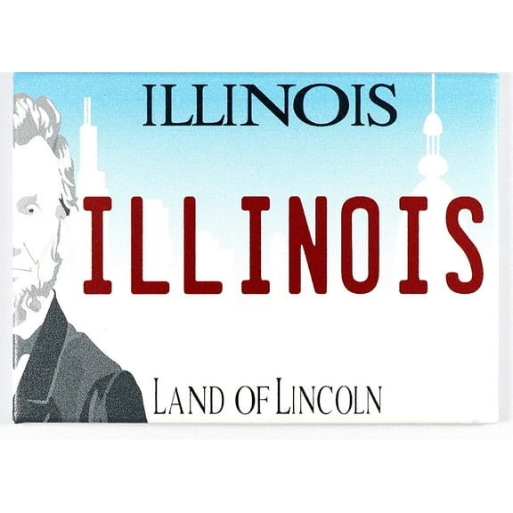 Illinois License Plate Fridge Collector's Souvenir Magnet 2.5" X 3.5"