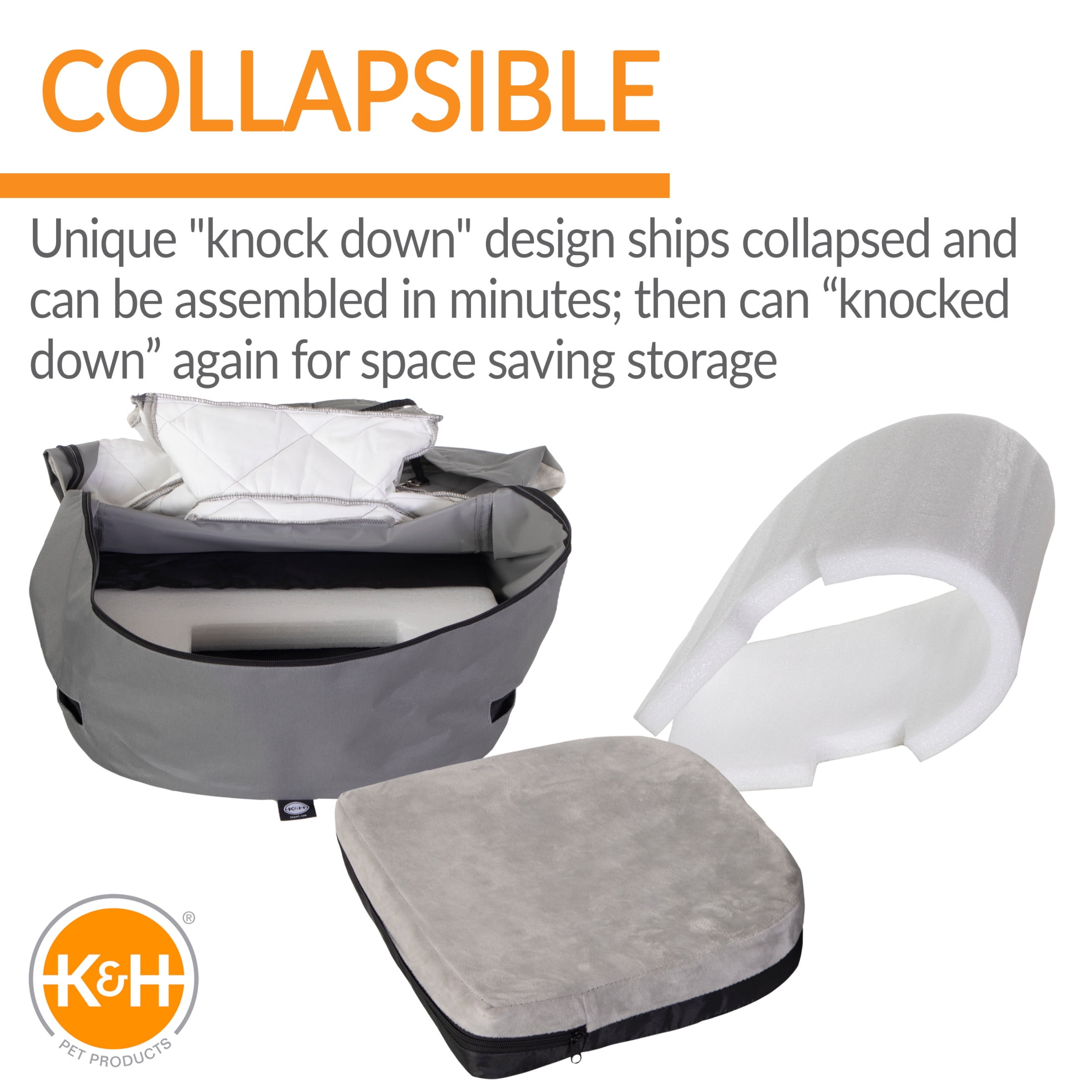 K&H Pet Products Bucket Booster Dog Car Seat Knockdown Gray/Gray Large