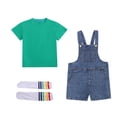 thumbnail image 2 of Cethrio Boys Cotton Outfit Sets, Short Sleeve Summer 3 Piece T-shirts Overalls and Socks Set Green Size 9-10 T, 2 of 5