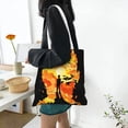 thumbnail image 6 of DouZhe Reusable Grocery Bags, Burning Fire Flame Man Lightweight Polyester Canvas Cloth Tote Bag for Travle Gym Shopping School, 15" x 16", 6 of 7