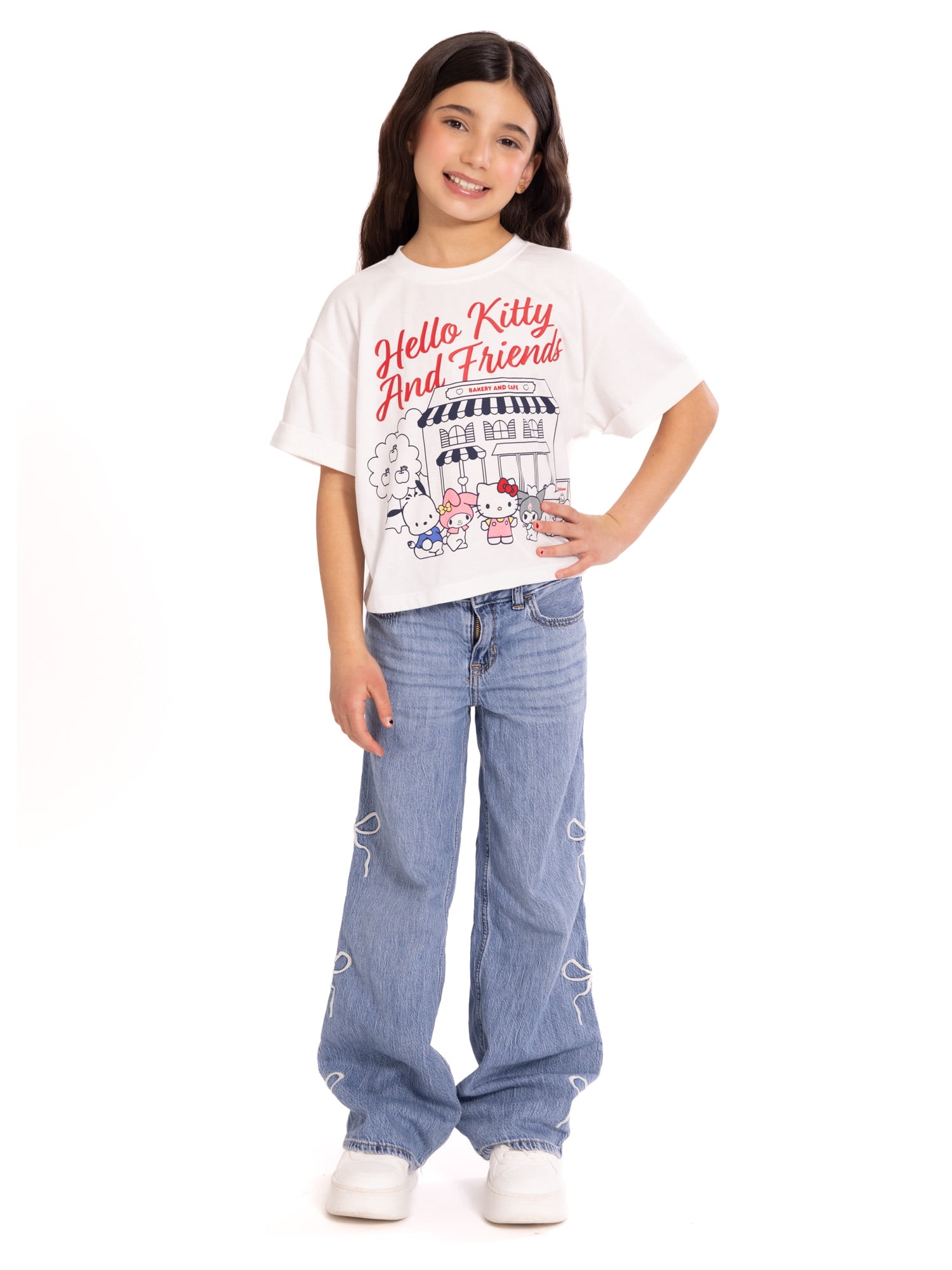 Wonder Nation x Hello Kitty Girls Graphic Tee with Short Sleeves, Sizes 4-16