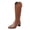Brown, variant on KEGIRLOM Women's Fashionable And Casual Winter Long Straight Boots Solid Color Toe Back Zipper Heel Low Heel Knee-High Boots Black 9