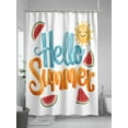 thumbnail image 5 of Fsddascl Hello Summer Shower Curtain Set - 54" x 78" Washable Bathtub Curtain with 12 Hooks, Watercolor Watermelon Tropical Fruit Waterproof Fabric Stall Shower Curtains for Bathroom/Bathtub Décor, 5 of 6