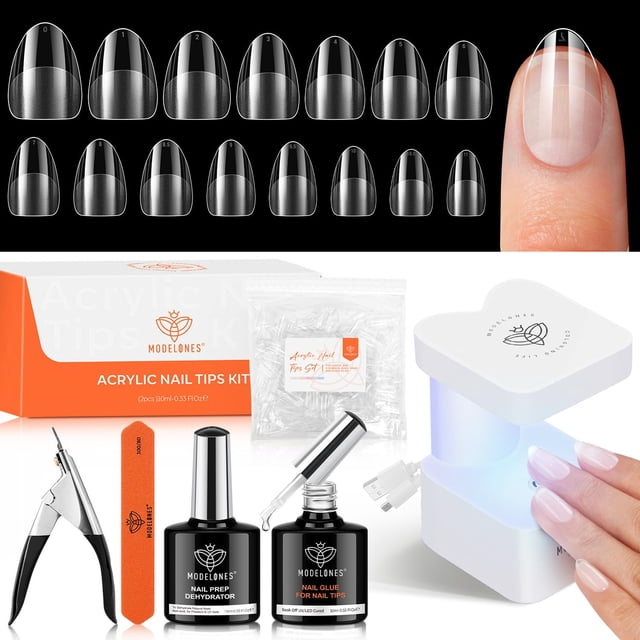 Kit de uñas de gel Modelones Almond con 510 uñas postizas y luz UV