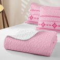 thumbnail image 4 of Castle Fairy Bohemian Aztec Border Bed Spread Queen 3pcs,Tribal Diamond Strip Queen Coverlet Set,Hot Pink Pastel Pink,1 Quilt and 2 Pillowcases, 4 of 7