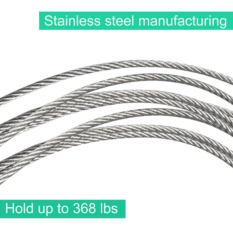 Tocess Wire Cable 1/16 Wire Rope 304 Stainless Steel Wire Cable, 328ft Aircraft Cable with 120pcs Aluminum Sleeves, 7x7 Strand Core 368lbs Strong