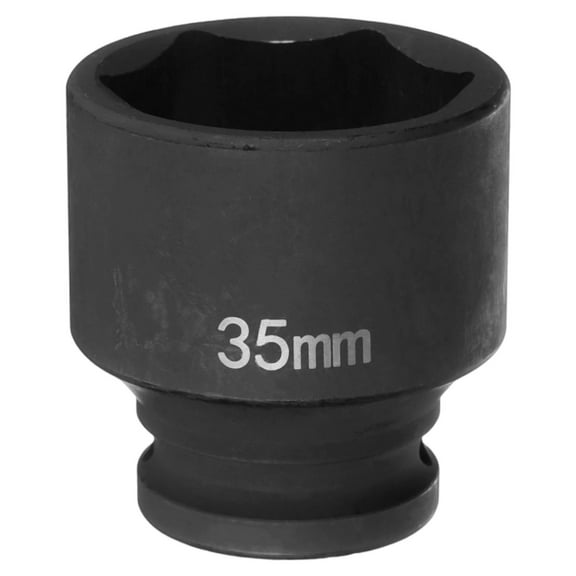 Uxcell 6 Point Impact Socket 35mm Metric Socket 1/2" Square Drive 2" (50mm) Long Phosphated Cr-Mo Steel Spindle Axle Hex Nut Sockets, Black