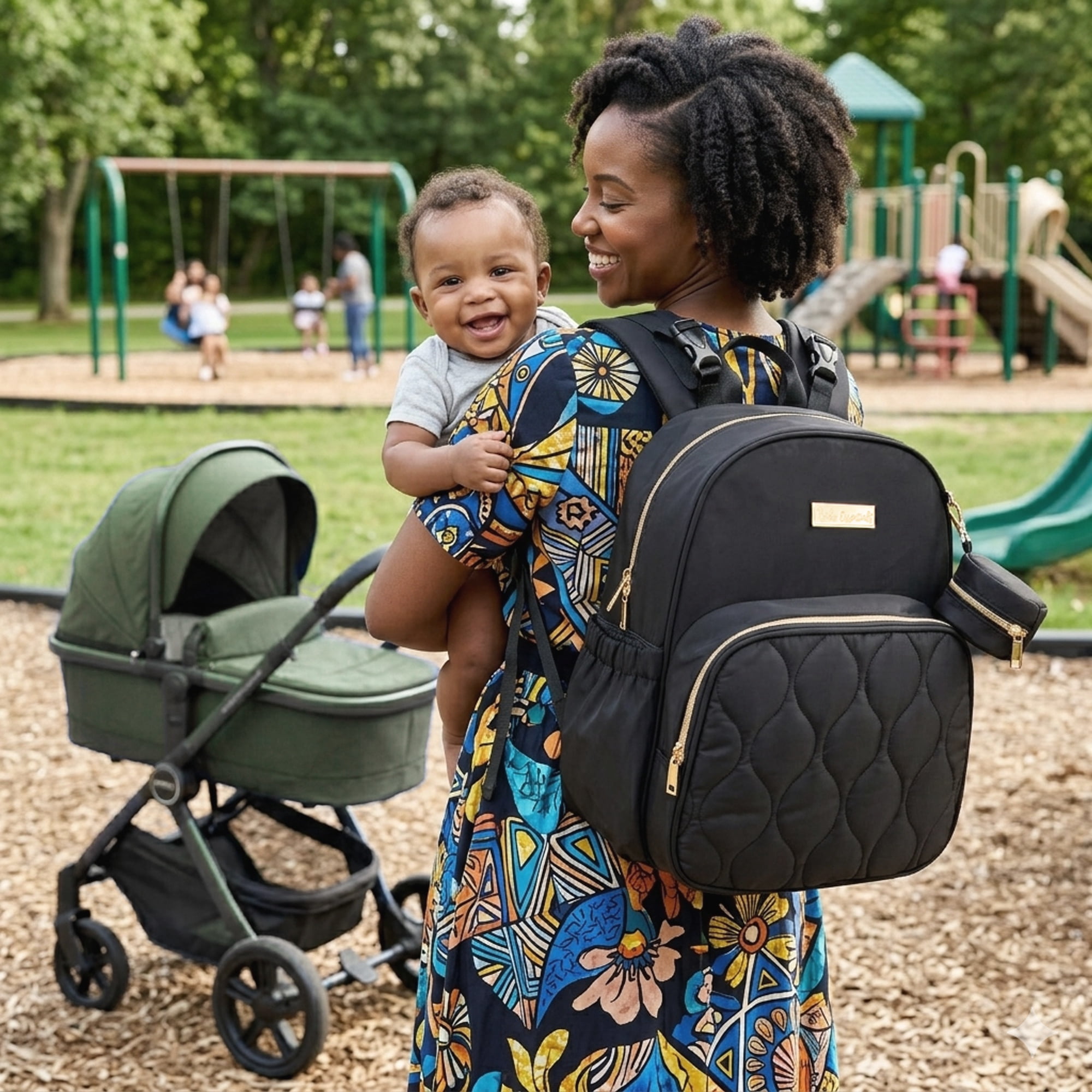 Baby Essentials 3 in 1 Diaper Bag Backpack, Changing Pad & Pacifier Pouch for Newborns, Infants, Toddlers - Quilted, Smooth, Sheek, Padded in Design