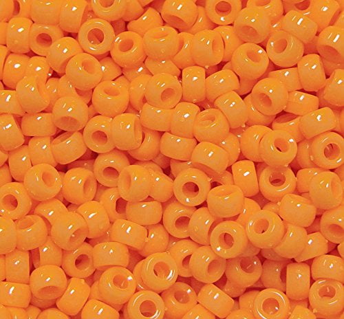 Jolly Store Crafts Bright Orange 6.5x4mm Mini Pony Beads, 1000pc., Made in the USA