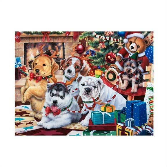 Jenny Newland 'Christmas Puppies' Canvas Art