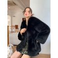 thumbnail image 3 of Chaqueta de piel auténtica de zorro Natural para mujer, abrigo cálido y esponjoso con cuello en V, abrigos reales Retro elegantes para invierno, 3 of 4