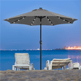 thumbnail image 3 of Alden Design 9FT Patio Umbrella 8 Ribs with 32 LED Light for Garden, Gray, 3 of 9