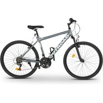 Marknig 26" Mountain Bike 7 Speed Bicycle for Adult with High-Carbon Steel Frame, Dual Disc & V-Brakes, Adjustable Seat for Men and Women, Gray