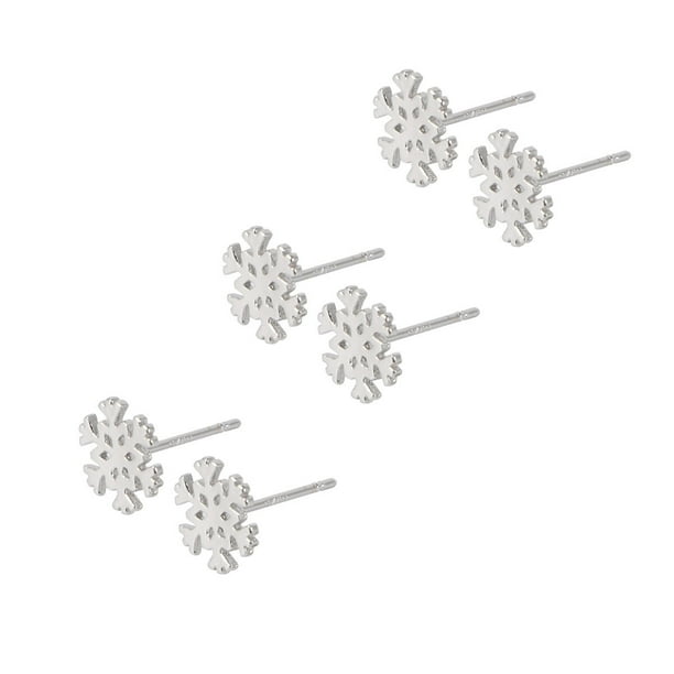 EeaseMX pares de pendientes de copo de nieve, pendientes navideños, delicados pendientes de plata, joyería de moda, regalo para mujer