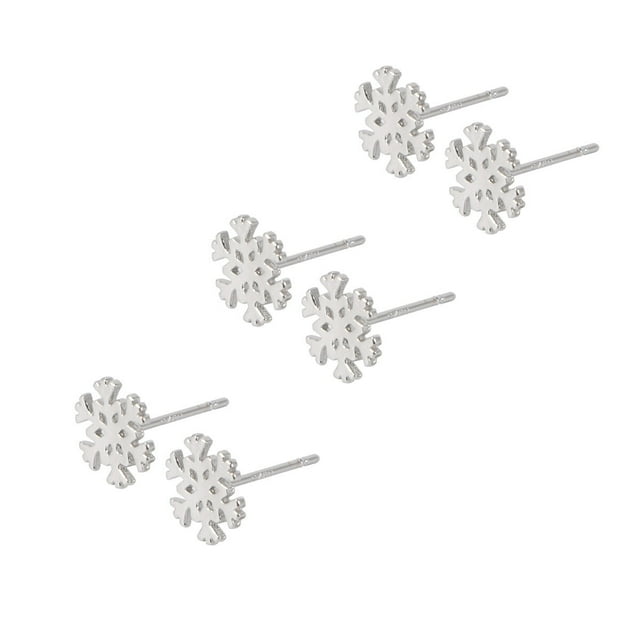 EeaseMX pares de pendientes de copo de nieve, pendientes navideños, delicados pendientes de plata, joyería de moda, regalo para mujer