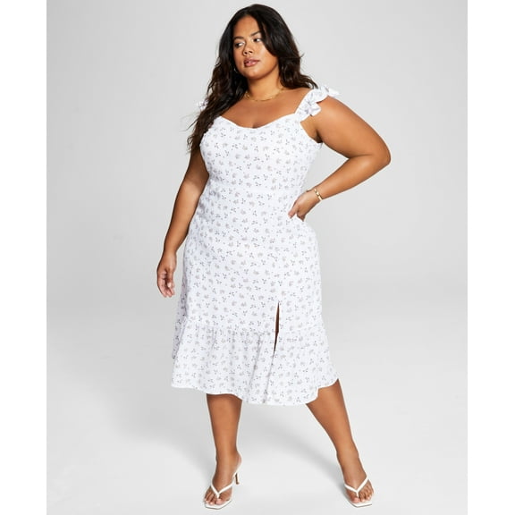 Now This Trendy Plus Size Flutter Sleeve Midi Dress Floral 2X