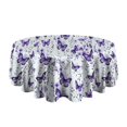 thumbnail image 5 of White Purple Butterfly Plant Pattern Round Tablecloth 60"x60",Wrinkle Wipeable Table Cloth for Kitchen Dining Room Picnic Patio Party, 5 of 6