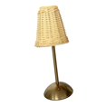 thumbnail image 2 of Lámpara de mesa portátil inalámbrica, regulable, con control táctil, estilo retro, de ratán, pequeña. Blanco lechoso, 2 of 9