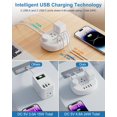 thumbnail image 4 of Adaptador de viaje del Reino Unido a EE. UU., con 3 salidas, 4 puertos USB, 24 W, 13 A., 4 of 7