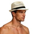 thumbnail image 2 of Straw Fedora Hat for Women Men Short Brim Panama Hats Derby Trilby Hats Mesh Breathable Packable Summer Beach Sun Hat for Outdoor Travel Beige, 2 of 5