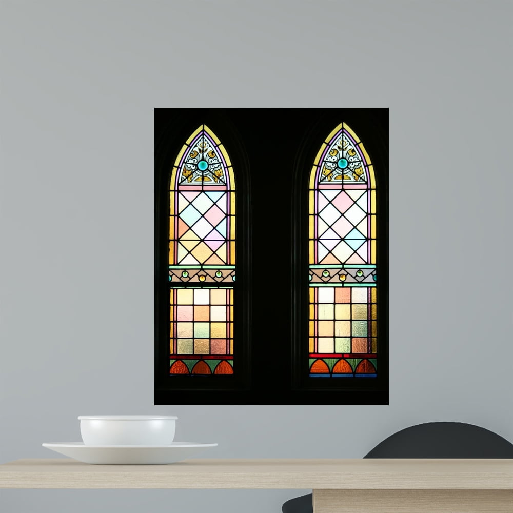 Stained Glass Windows Wall Mural Decal by Wallmonkeys Vinyl Peel and