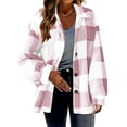 thumbnail image 2 of Jinhomg Womens Casual Fleece Coat Thermal Comfy Long Sleeve Button Down Shirt Jacket Soft Cozy Plaid Print Sherpa Lined Outerwear Ladies Gift Today's 90 off Clearance Sale Pink XXL, 2 of 7
