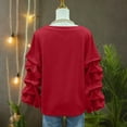 thumbnail image 6 of Busydd Christmas Sweatshirts for Women Trendy Merry Christmas Crewneck Sweatshirts Women Casual Loose Pleated Long Sleeve Tops for Women L, 6 of 7