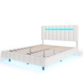 thumbnail image 6 of Sesslife Floating Bed Frame with LED Lights, Modern Upholstered Platform LED Bed Frame, Noise-Free, No Box Spring Needed(White), 6 of 8