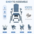 thumbnail image 4 of SERWALL HDPE Outdoor Swivel Bar Chairs Set of 2, Bar Height Adirondack Barstools, All Weather Pub Bar Chair, Blue, 4 of 4