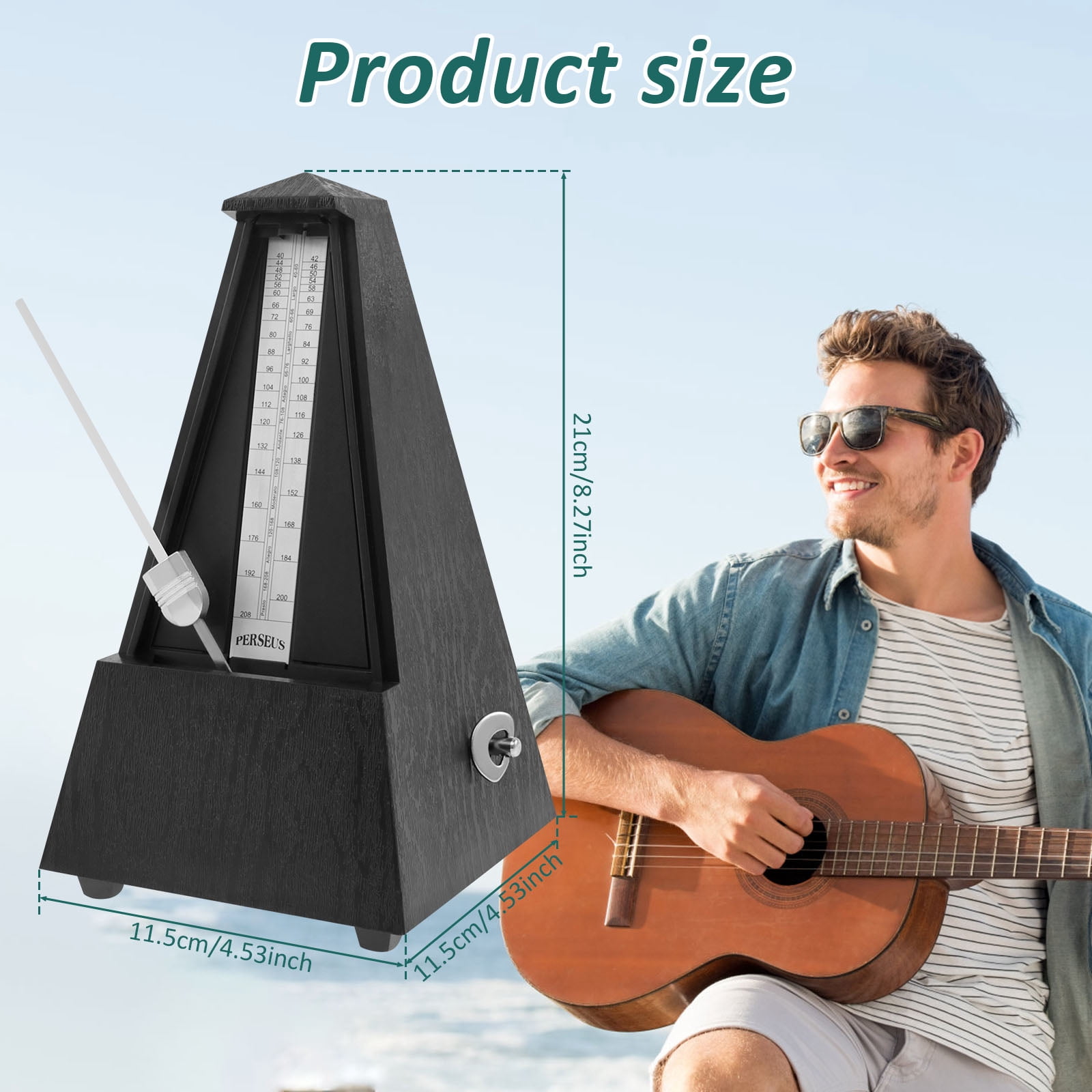 Thren Mechanical Metronome Pyramid Rhythm Keeper 5 Beat Mechanical Beat Marker Clockwork Noise Reduction Beat Indicator Precision Clarity Mechanical Tempo Device for Lovers